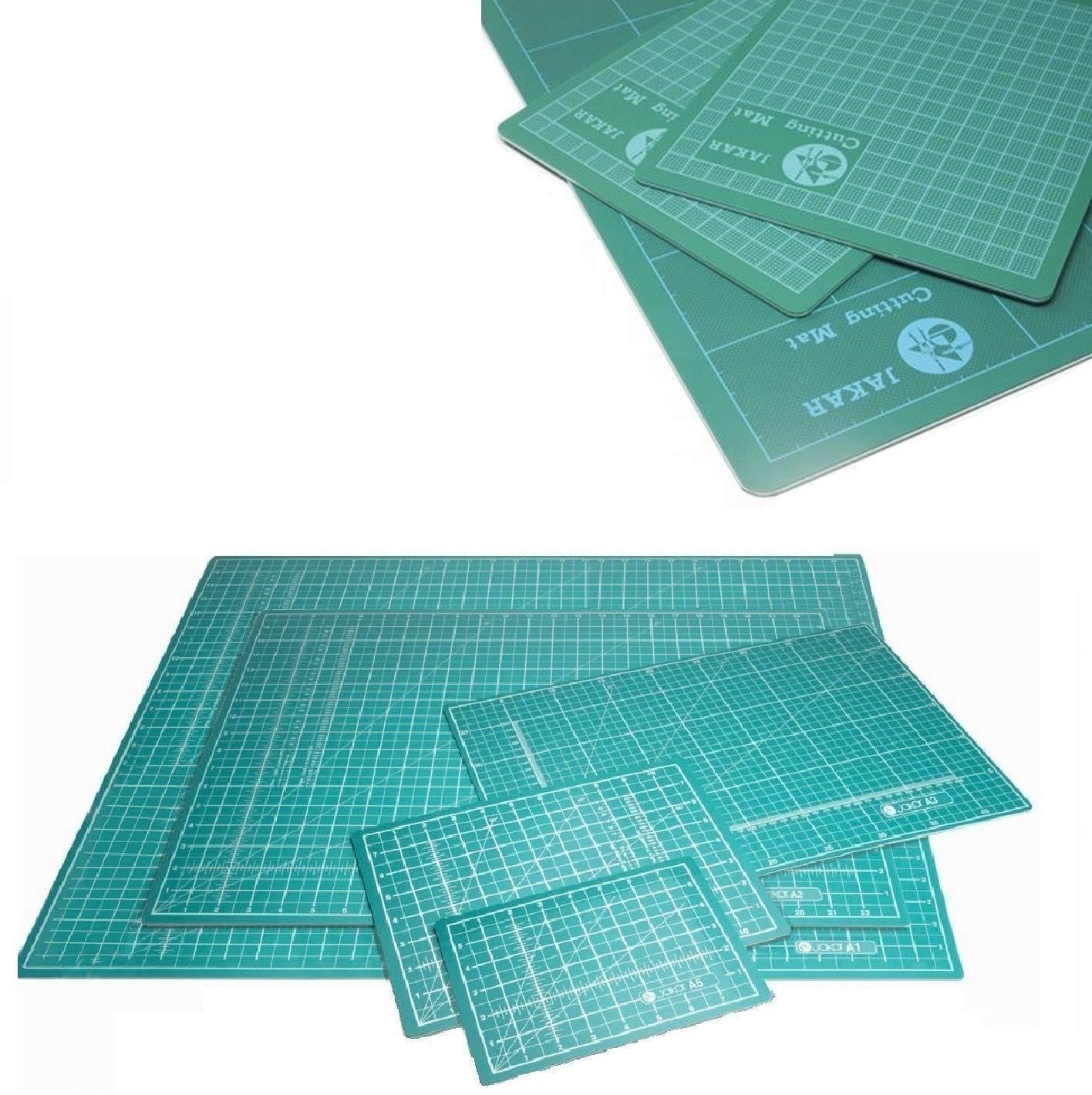 Jakar A4 Green Self Healing Sealing Cutting Mat Double Sided Metric Imperial cm mm Inch Non Slip Printed Square Grid Line Professional Quality (220 X 300 X 3mm Inch)