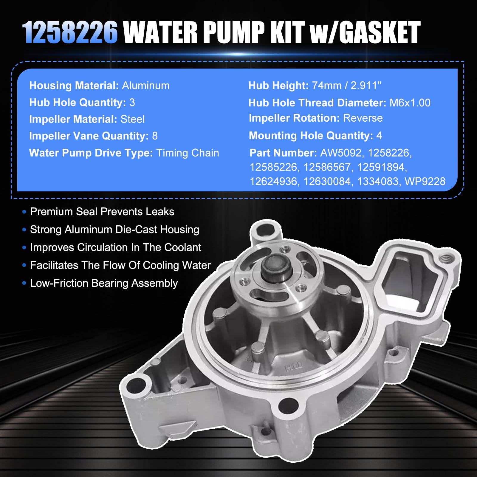 Timing Chain Kit VCT Selenoid Water Pump For GM Ecotec Chevy 2.0L 2.4L