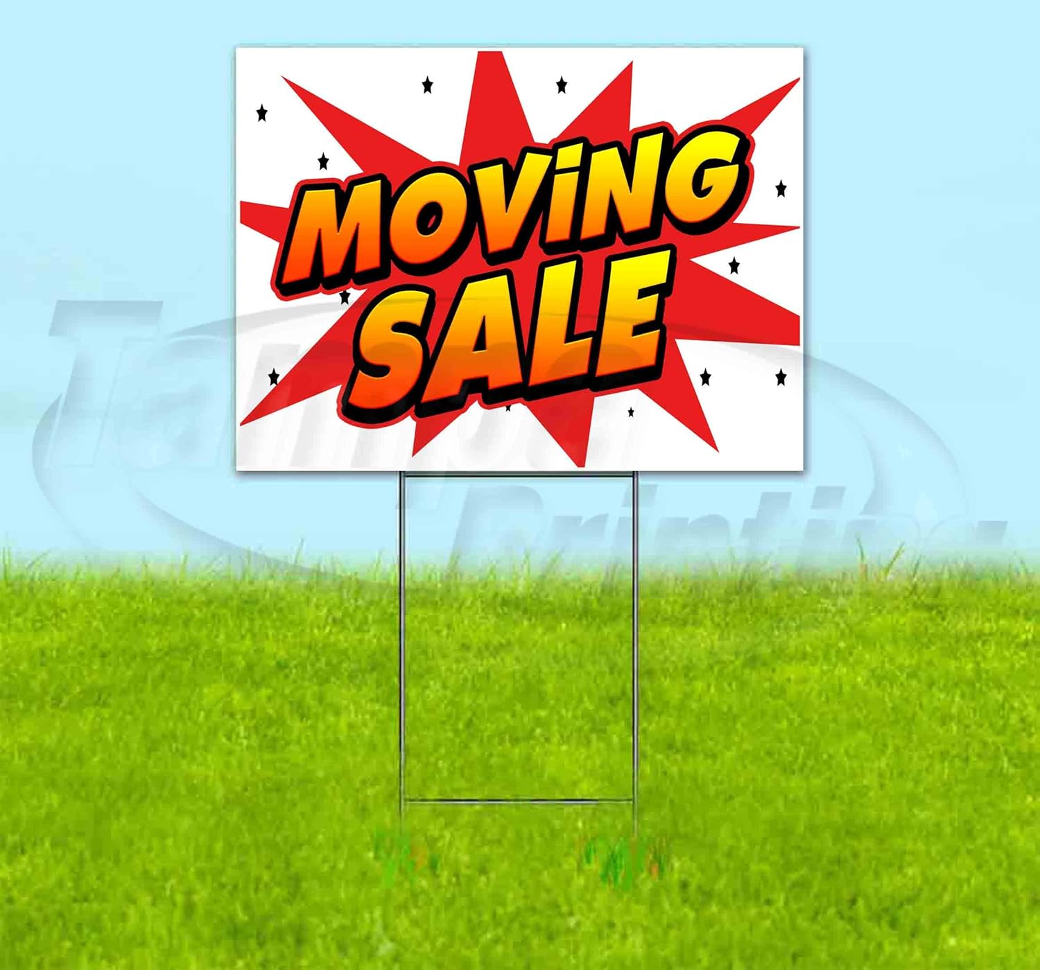 Moving Sale (18" x 24") Yard Sign, Quantity Discounts, Multi-Packs, Includes Metal Step Stake, Bandit, New, Advertising, USA