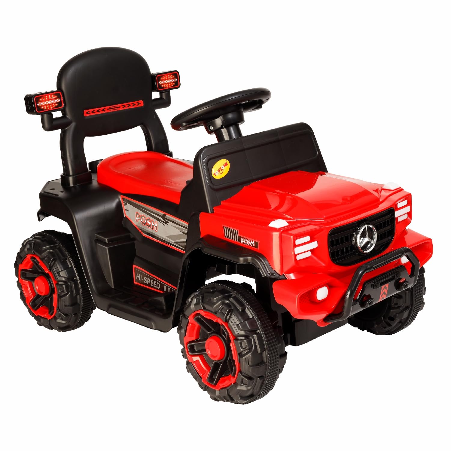 Toyzone Posh Electric Car Ride on Jeep with Remote - Red | Rechargeable Car 6V & 6.5ah Battery | Music Player with Bluetoooth & USB | 6 Month Battery Warranty | Make in India | Kids 2+ Years - Image 2 thumbnail