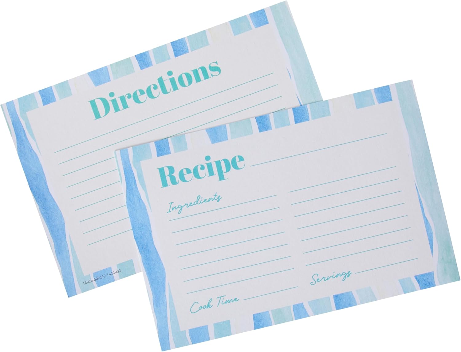 C.R Gibson Recipe Cards - 4 x 6 Double Sided Blank Kitchen Recipe Card Set, 40-Count, Coastal Kitchen