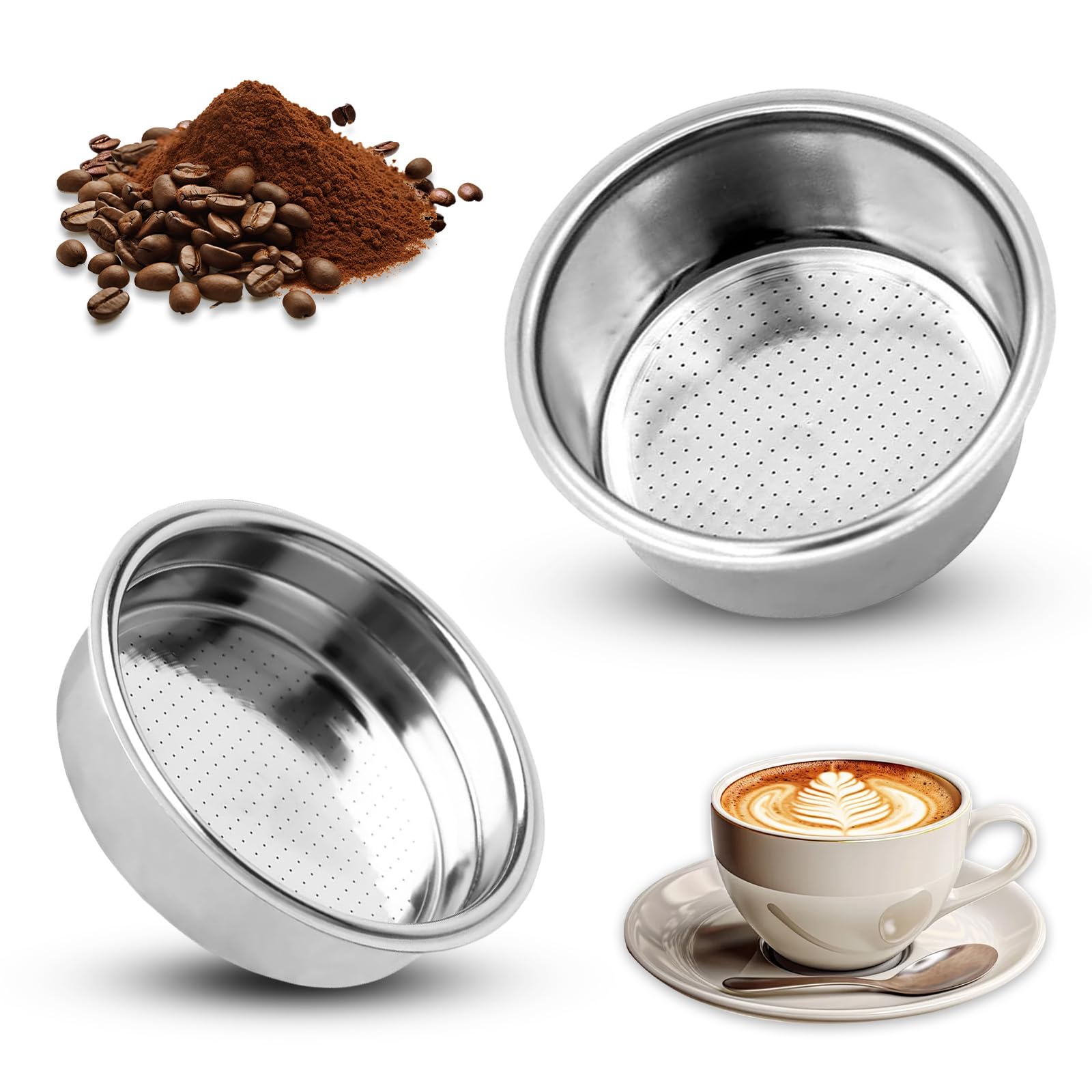 SUNNIFLY Portafiltro per Caffè Set di 2 Pezzi (per 1 Tazza + 2 Tazze) - Filtro Ultrafine