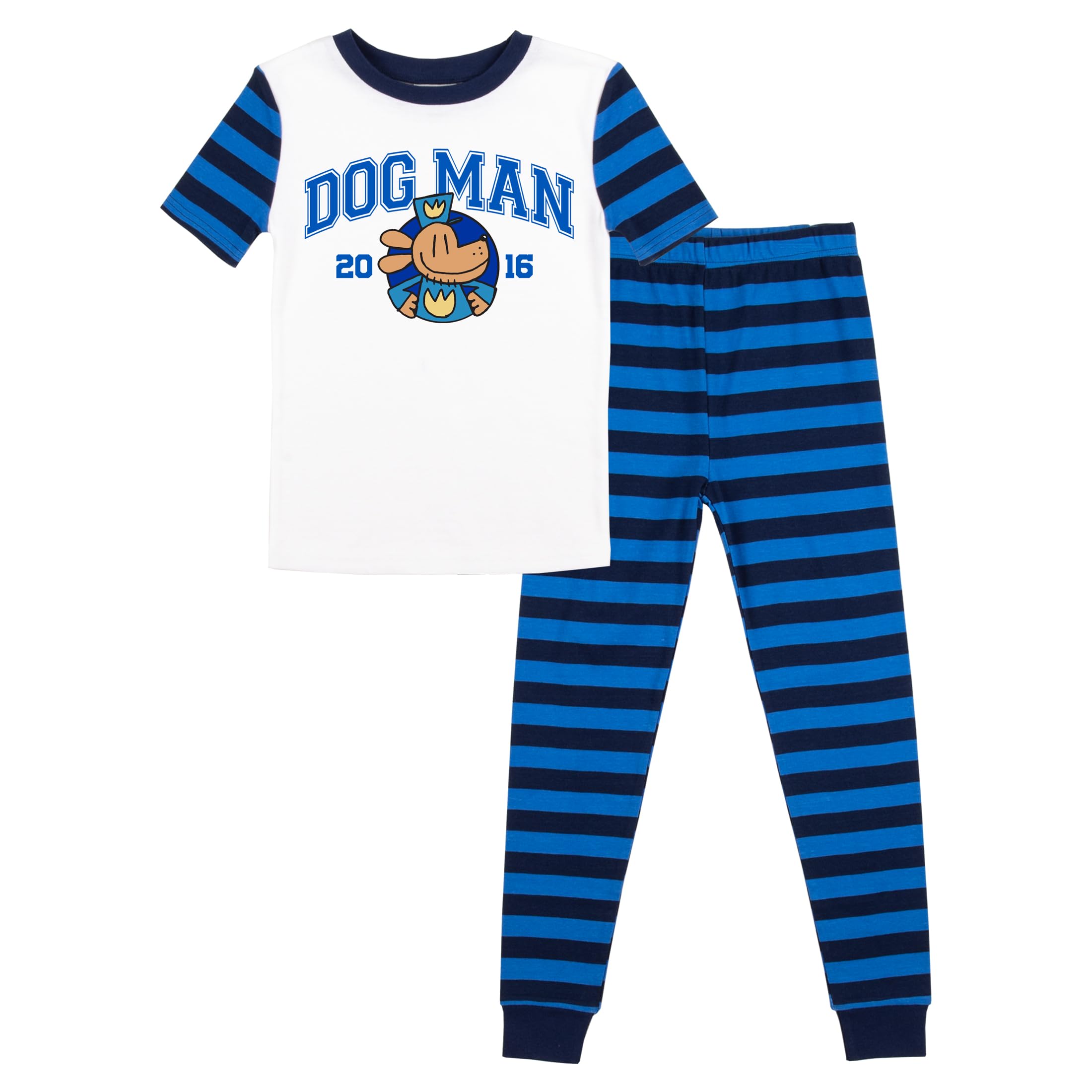 Bioworld Dog Man Youth Short Sleeve Shirt & Striped Sleep Pajama Pants Set