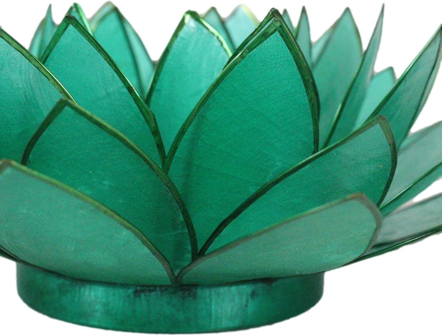 Ebros Gift Hand Crafted Capiz Seashells Petals Auspicious Lotus Flower Large 8.5" D Votive Tea Light Candle Holder Figurine Zen Feng Shui Meditation Home Fragrance Decor Accessory (Teal)