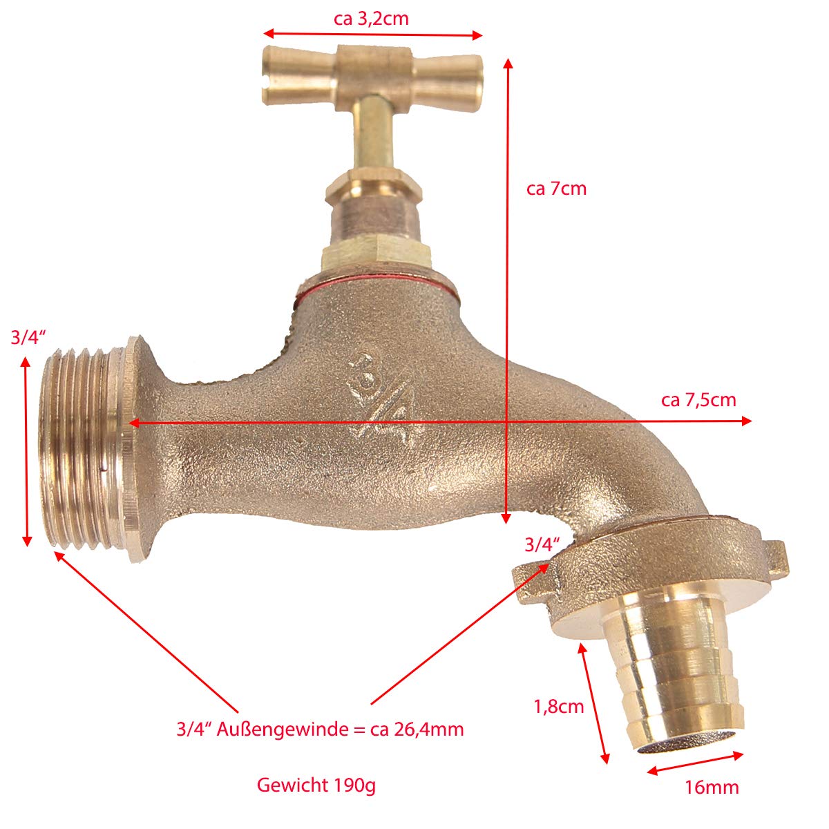 Zawór kulowy, zawór spustowy, kurek ogrodowy, kran 3/4" (kurek 12)