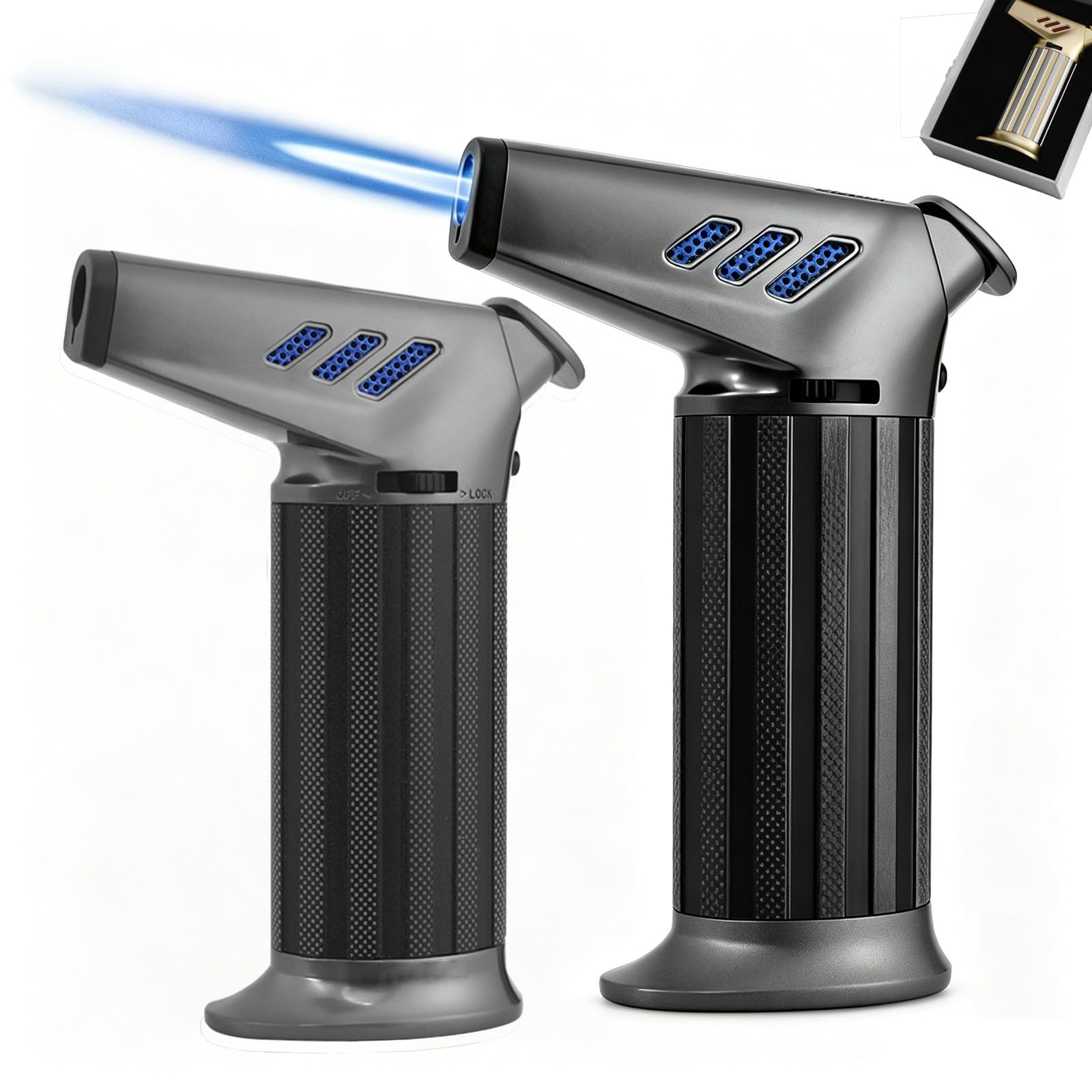 JHCYDM Windproof butane lighter Can lock the flame Torch lighter