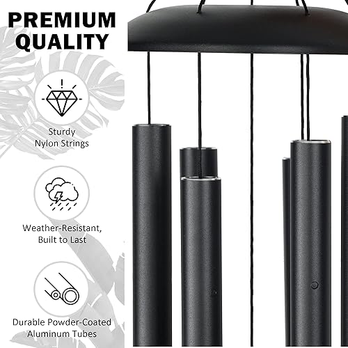 Miniatura 4 de Campanillas de viento grandes para tono profundo exterior, campanillas de viento de 48 pulgadas para exteriores, campanillas de viento de tono