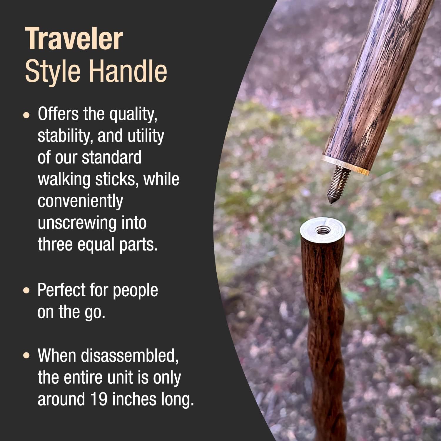 Brazos Handcrafted Wood Walking Stick, Twisted Oak, Traveler Style, for Men & Women, Made in The USA, 55"