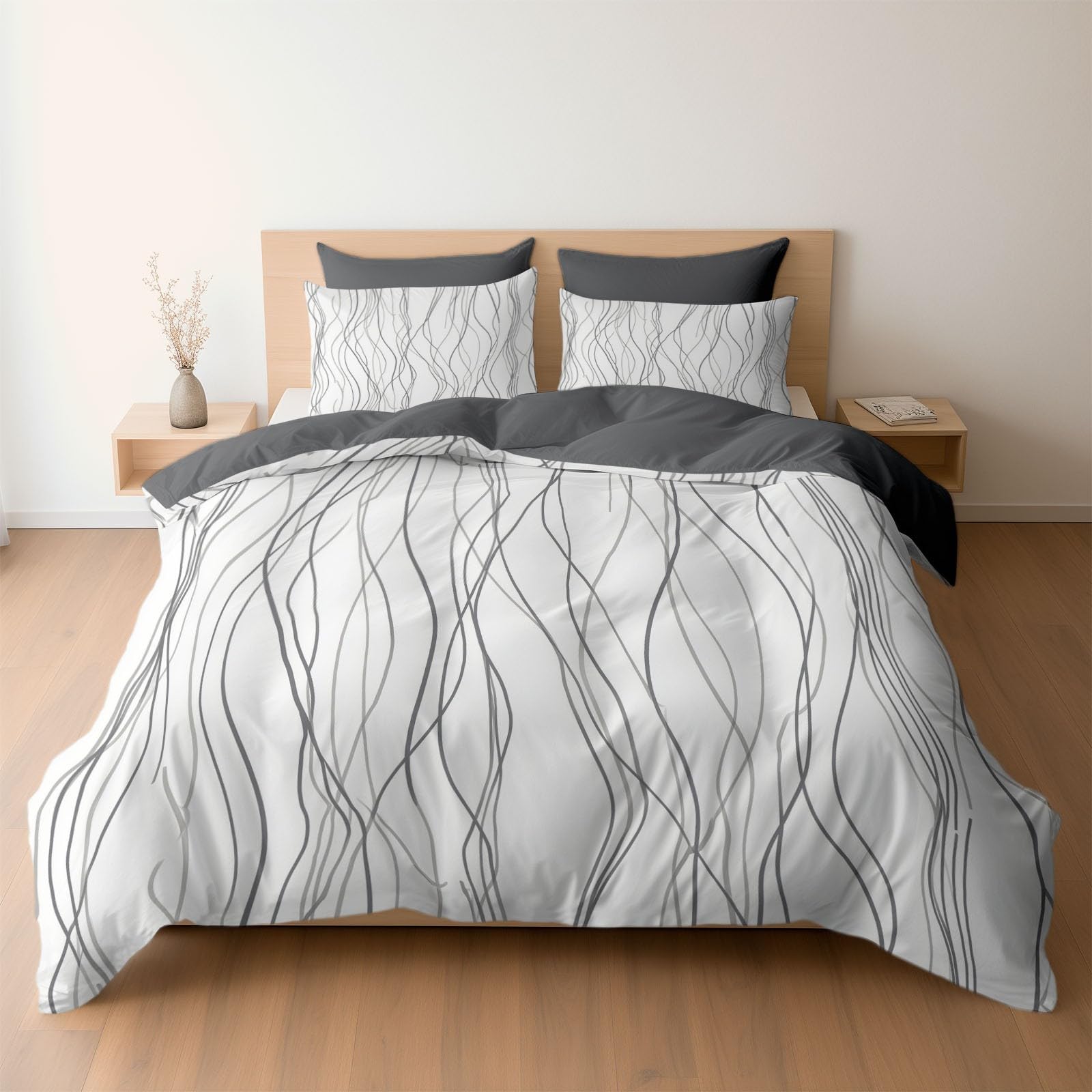 Parure de Lit 140x200 cm en Microfibre Premium | Toucher Doux Texture Géométrique
