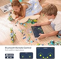 Vista 5 de makerzoid Kit de robot de codificación para niños a partir de 6 años, juguete robot de dinosaurio de control de aplicación 200+ en 1, kit educativo