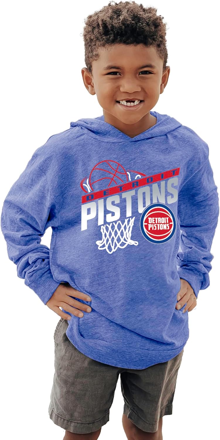 Blue 84 NBA Unisex Kids Nba Officially Licensed Youth Tri-blend Hooded Long Sleeve T-shirt Hoop Team Color