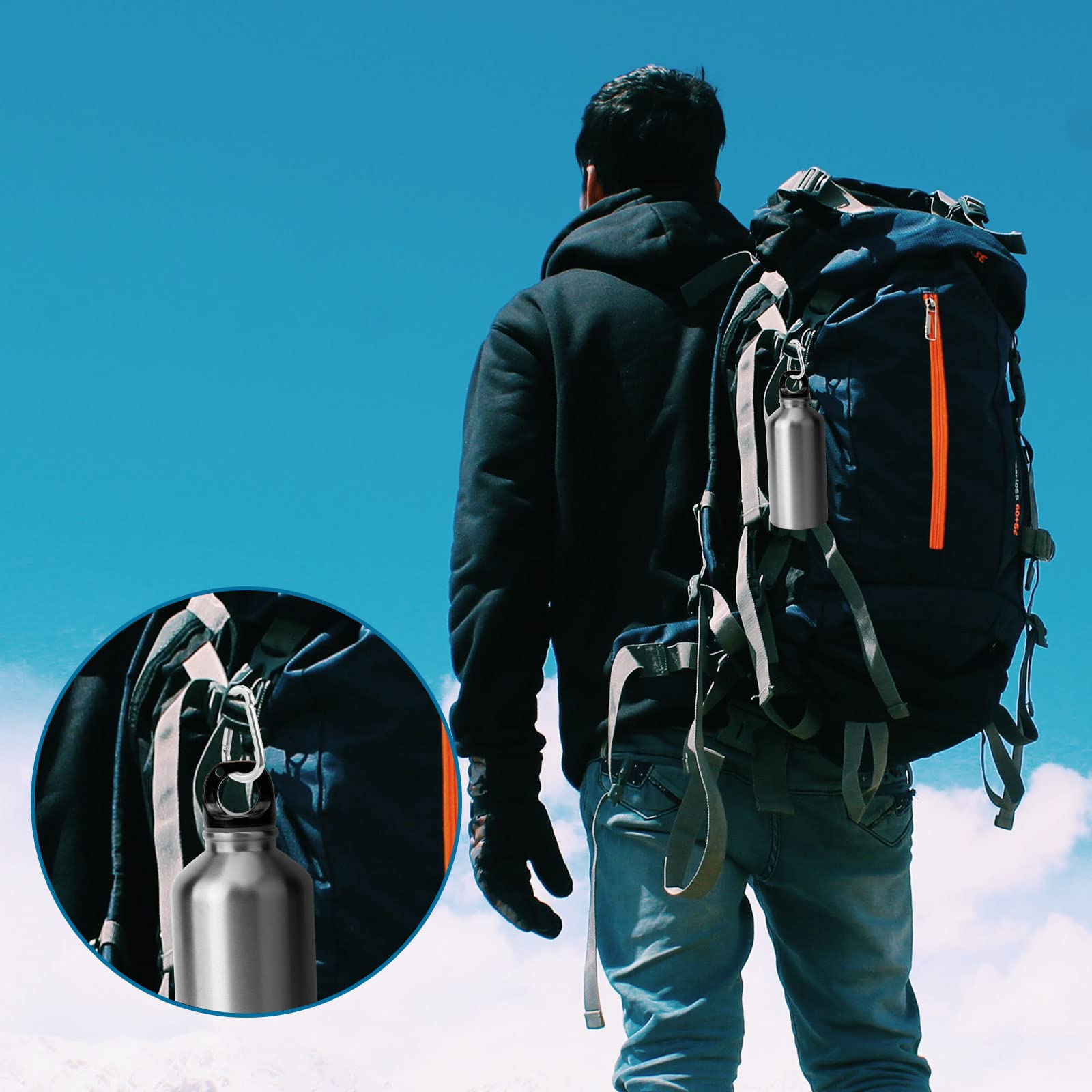 FTXanty Mousqueton En Acier Inoxydable 10 Pièces Argent Mousquetons Porte-clés 60MM Carabine Charge De 140 KG Pour Porte-clés Camping Randonnée Voyage Sac à Dos Hamac