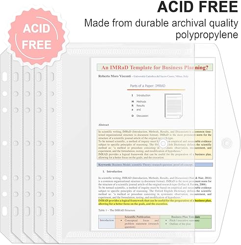 Miniatura 4 de Bolsillos para carpeta de 8.5 x 5.5 pulgadas, mini bolsillo de polietileno para carpetas de 5.5 x 8.5 pulgadas, 7 agujeros perforados, paquete de 12