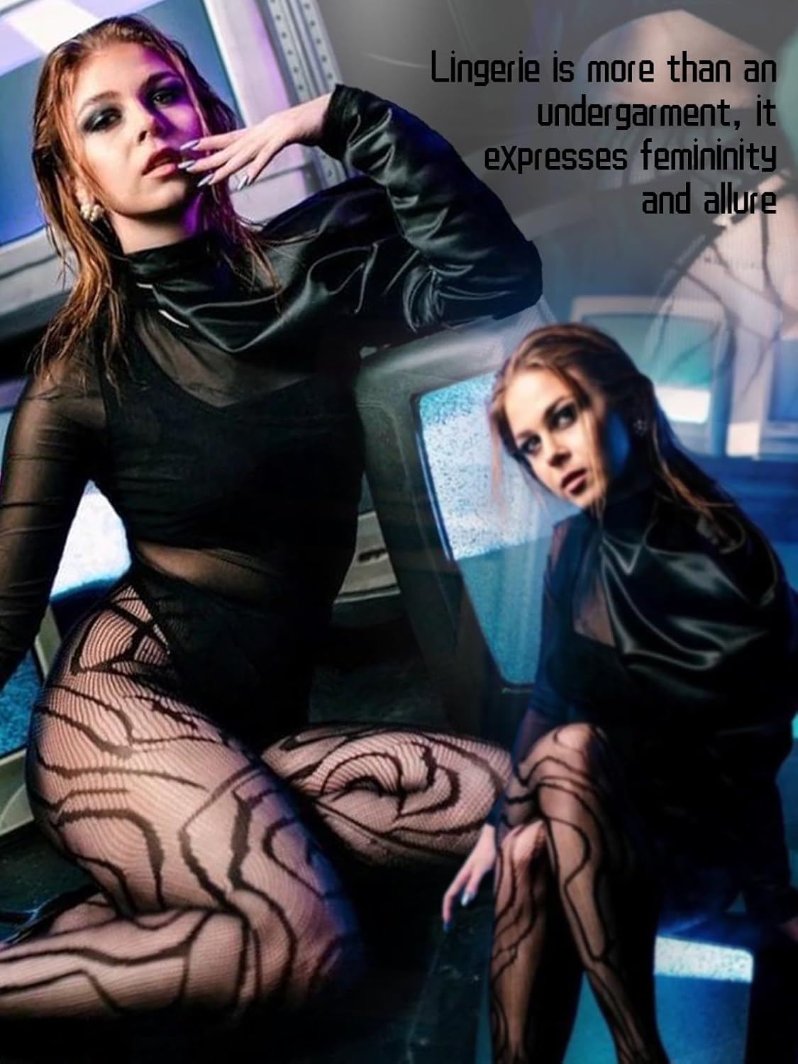 Buitifo Women Sexy Tights Fishnet Opening Leggings Stripe Pantihose Lingerie Pants - Image 5