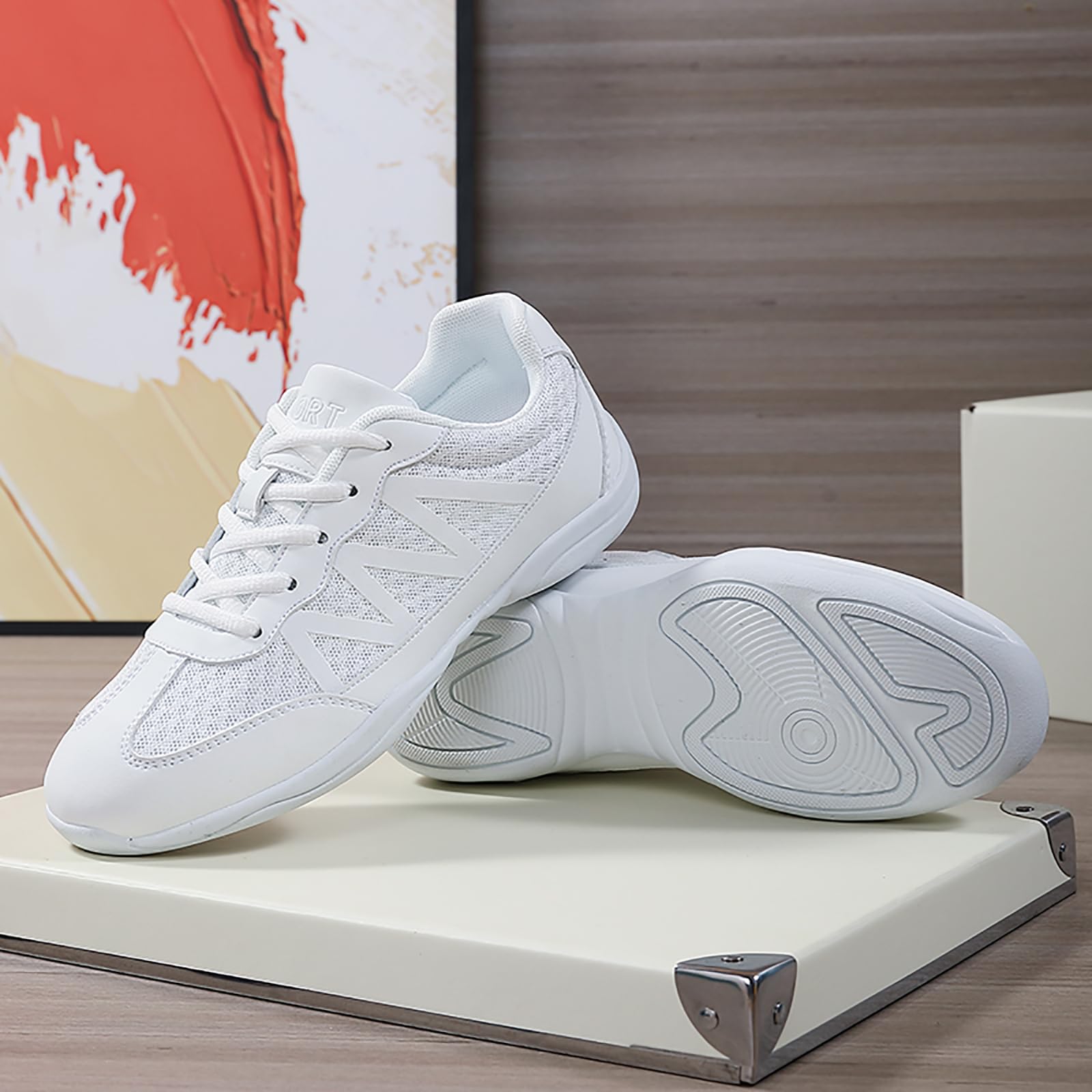BAXINIER Cheerleading-Schuhe für Mädchen, weiß, Jugend Cheer, Wettkampf-Sneaker, athletisches Training, Tanz, Tennisschuhe