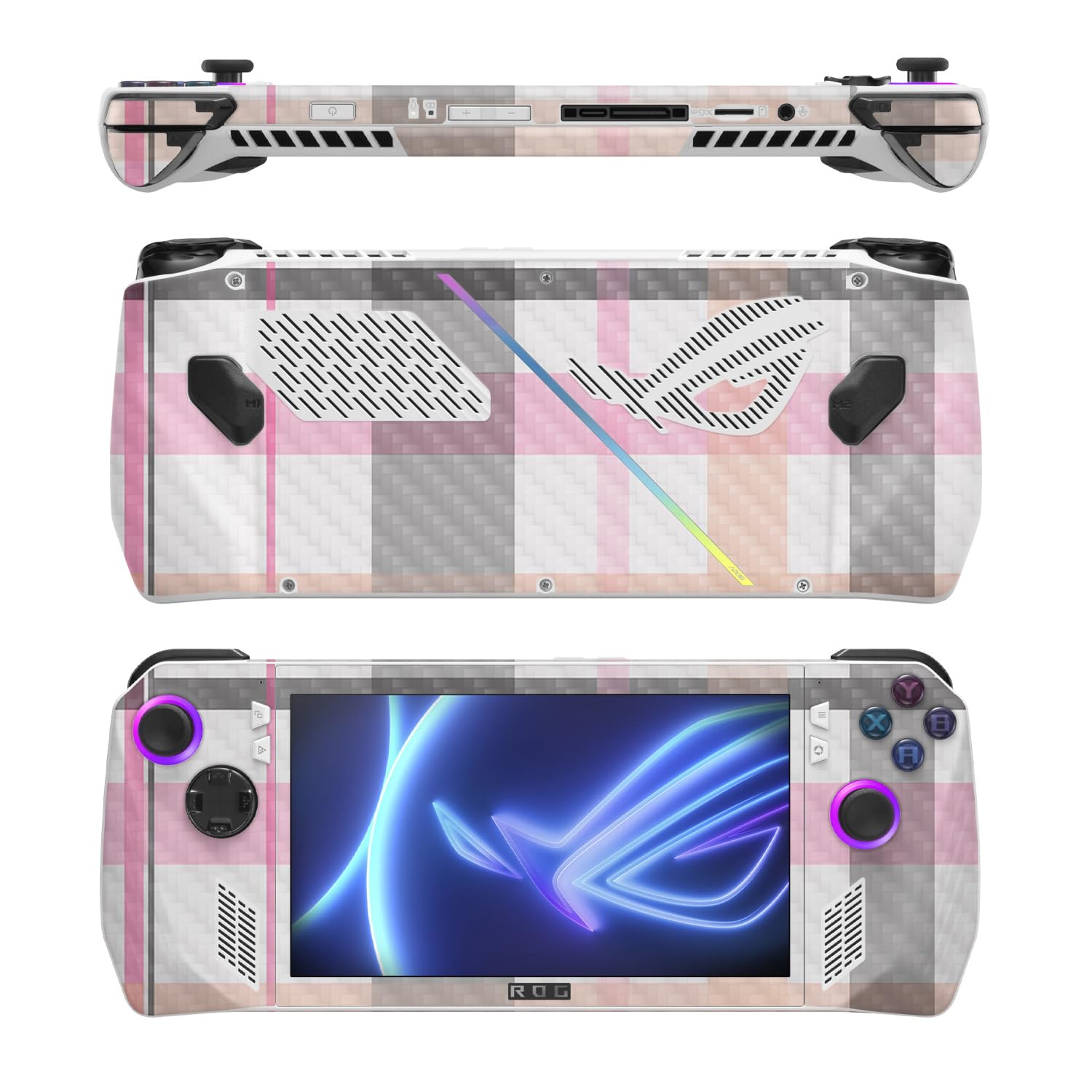 MightySkins Carbon Fiber Skin Compatible with Asus ROG Ally - Plaid | Protective, Durable Textured Carbon Fiber Finish | Easy to Apply, Remove, and Change Styles