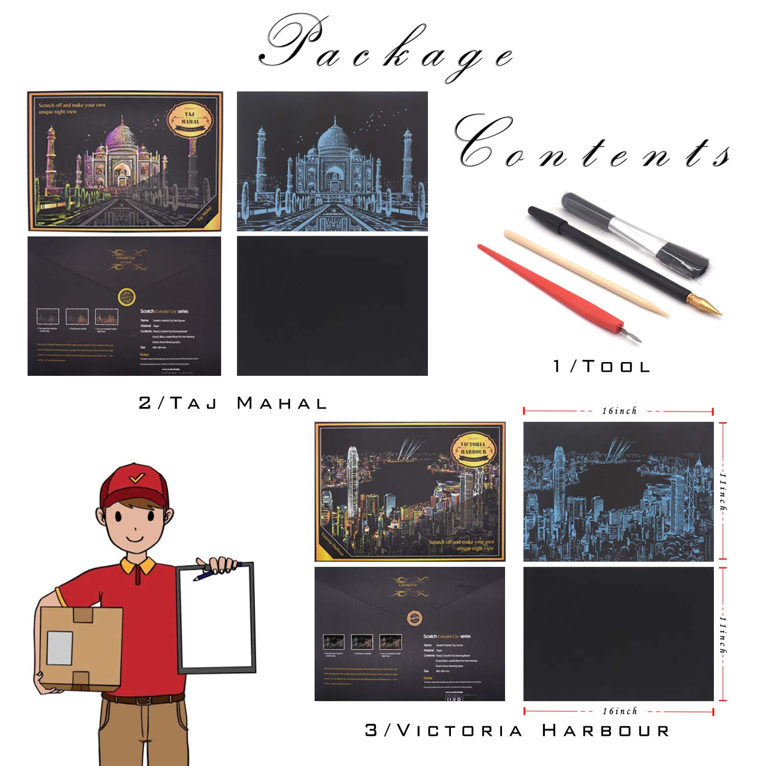 WideSmart 8 Fogli Carta Per Graffi Arcobaleno A4 Con 2 Strumenti, Kit Scratch Art Fosforescente Per Bambini E Adulti, Regalo Creativo