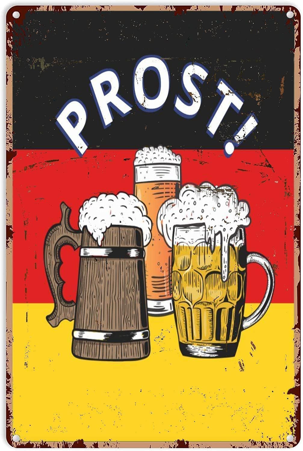 Liantsh 2 Beer Decor Party Patriotic German Beer Metal Sign Decor Tin Aluminum Sign Wall Art Metal Poster For Man Cave Bar Garage 12X8 Inch