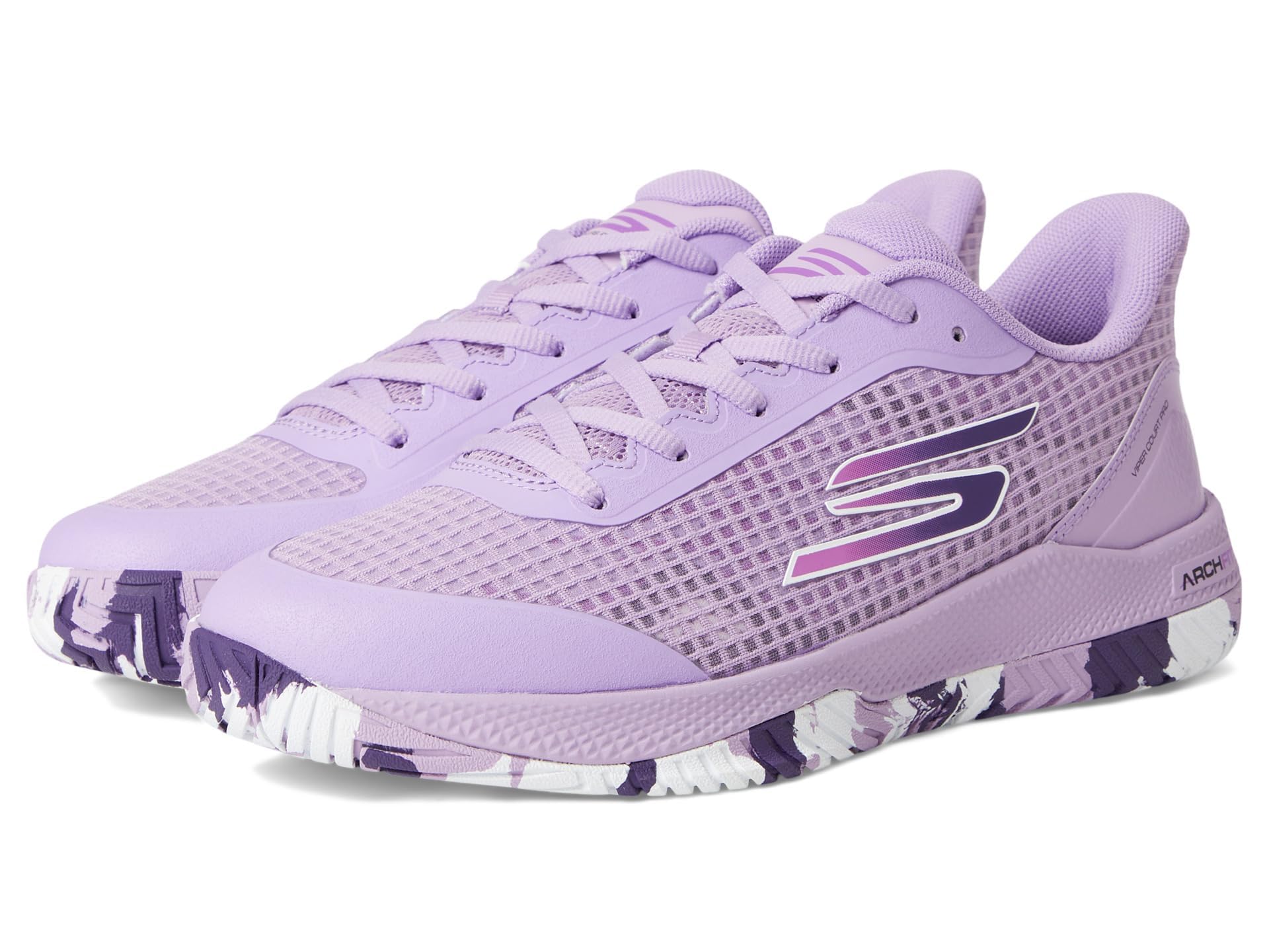 Skechers Women's Go Train Arch Fit Viper Court-Pickleball Sneaker, Lavender, 8