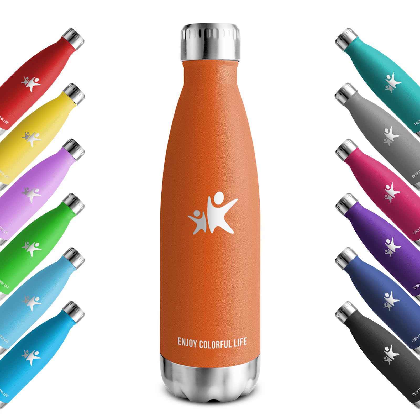 KollyKolla Botella Termica, 500ml, Botella Agua Acero Inoxidable, Termo Sin BPA, Cantimplora Termica Reutilizable, Water Bottle con Pared Doble Aislamiento, para Niños, Adultos, Deporte, Oficina — view 10