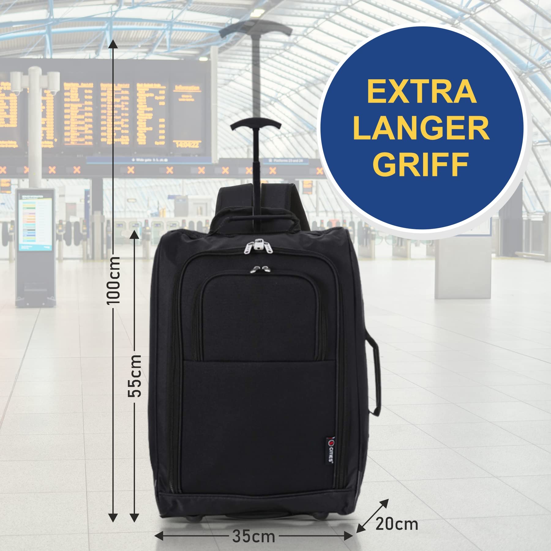 5 Cities 42L Handgepäck Trolley Koffer Rucksäck 2-Rad Bordgepäck