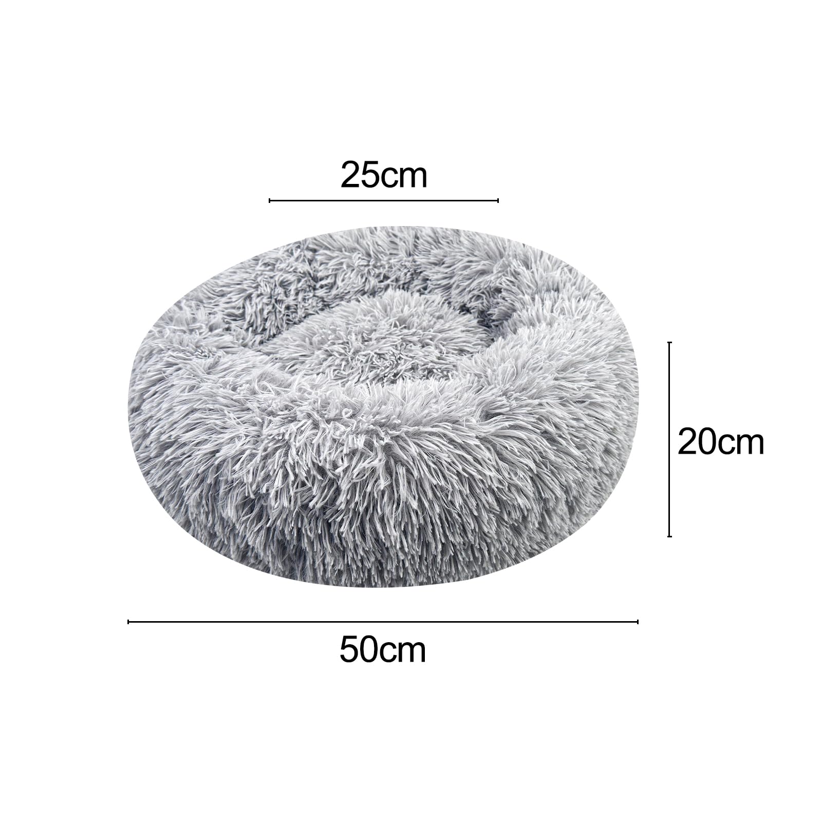 Brevanza Cama Perro CóModo Y CáLida, Felpa Camas para Gatos Invierno, Cojin Redonda Perro Antideslizante, Cojines Suave Lavable, para Gato Y Perros Medianos PequeñOs, (Diameter:50cm, Gris)