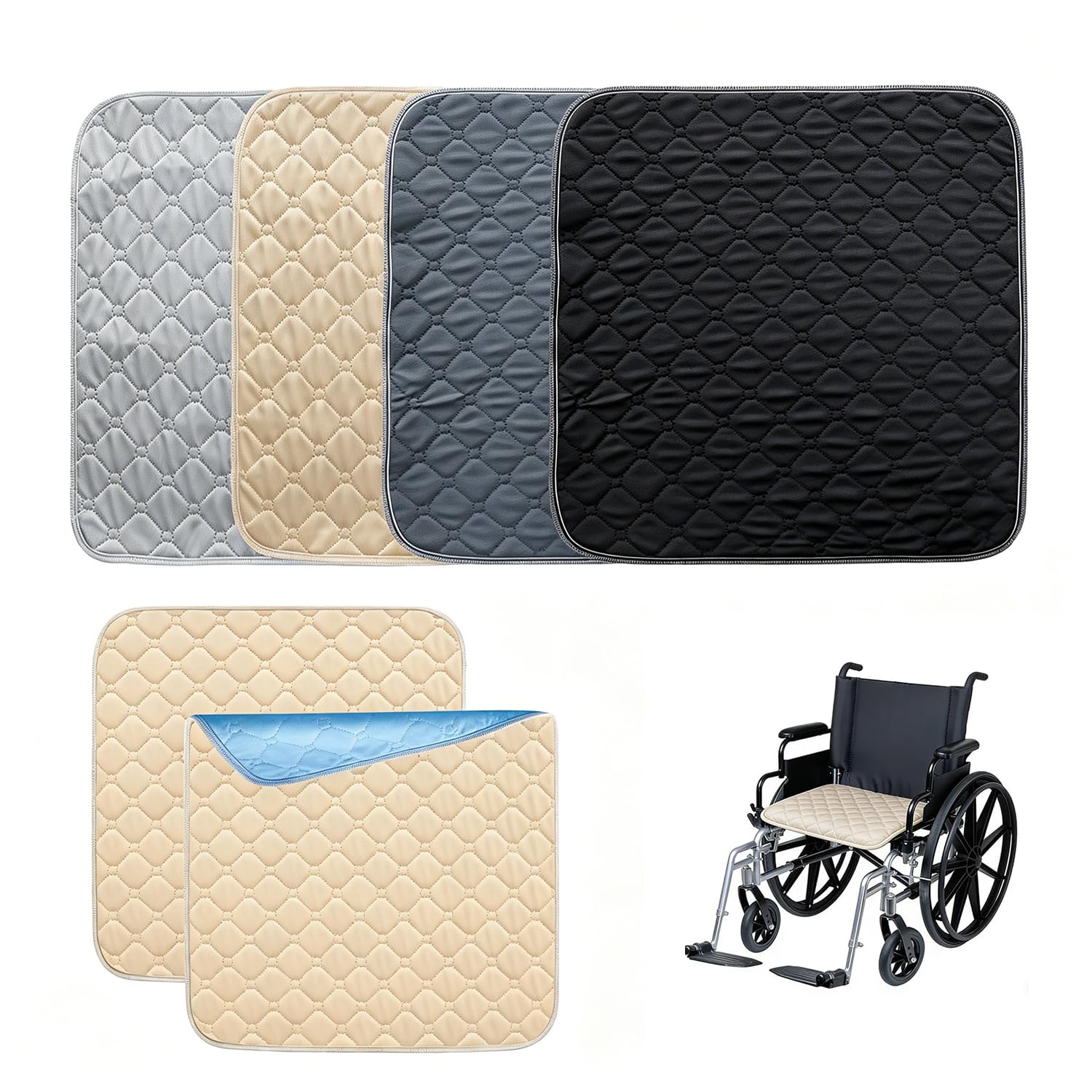 4Pcs Waterproof Seat Protector Pads, Reusable Absorbent Incontinence Chair Pads Waterproof Protection Pad Suitable for Incontinence Adult Seats Children Infant Pet Seat (50×50cm)
