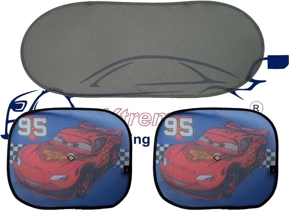 XtremeAuto® FULL REAR WINDOWS SUN SCREEN SET FOR CAR. Folding Back Window Sun Shade (100cm x 50cm) - 2 x Disney Pixar Planes, Dusty and El Chupacabra, Car Side Window Sunshades - 44cm x 36cm