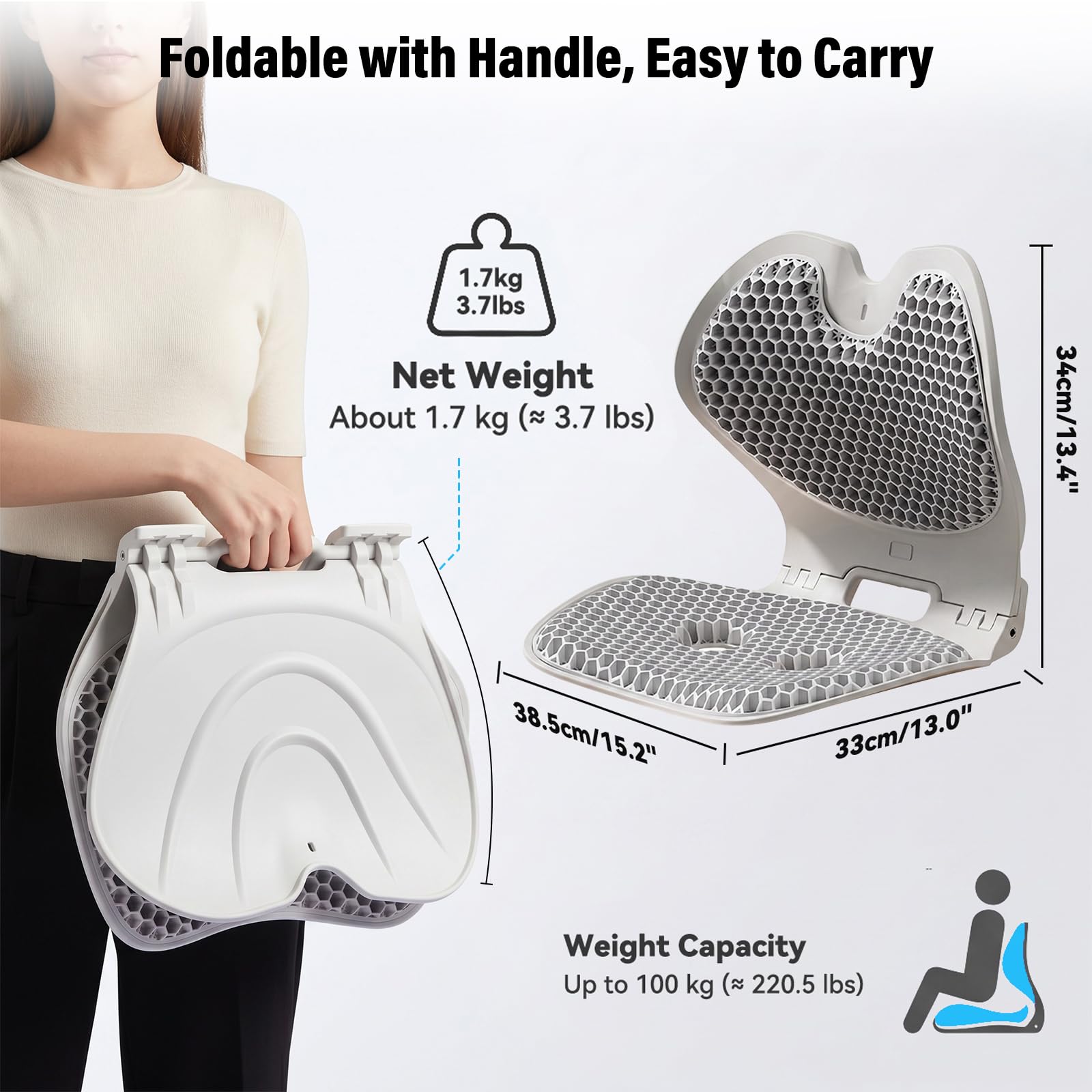 Cojín de apoyo lumbar, soporte lumbar ergonómico para silla de oficina, plegable y portátil, cojín de respaldo para silla de postura de oficina en casa, alivia la presión de sentarse prolongadamente