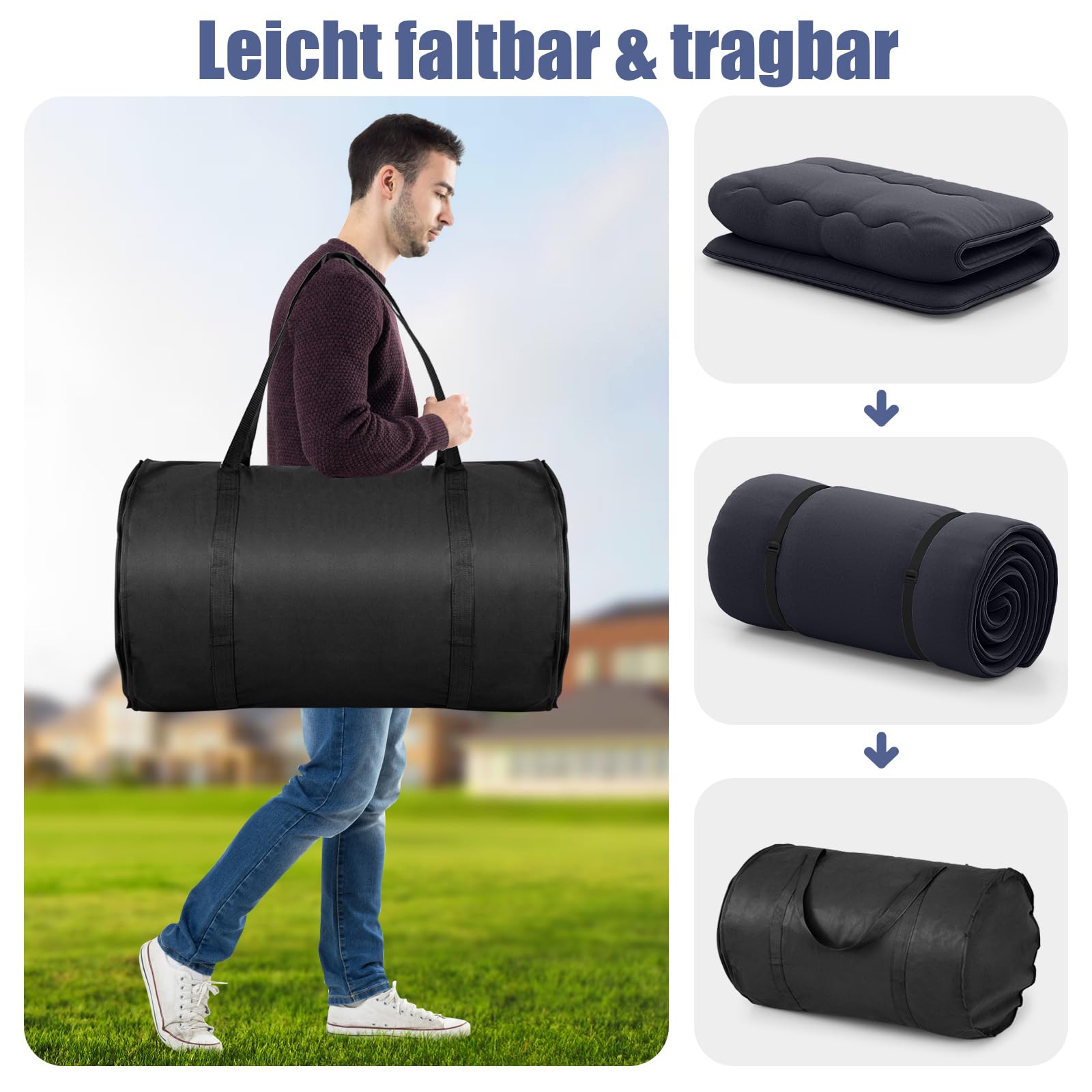 GIANTEX Japanische Futon Matratze 90x200 cm, Bodenmatratze 10cm Dicke, Tatami Matte Futonmatratze Faltbar & Tragbar, Klappmatratze Faltmatratze für Tatami, Rollmatratze mit Abnehmbarer Bezug