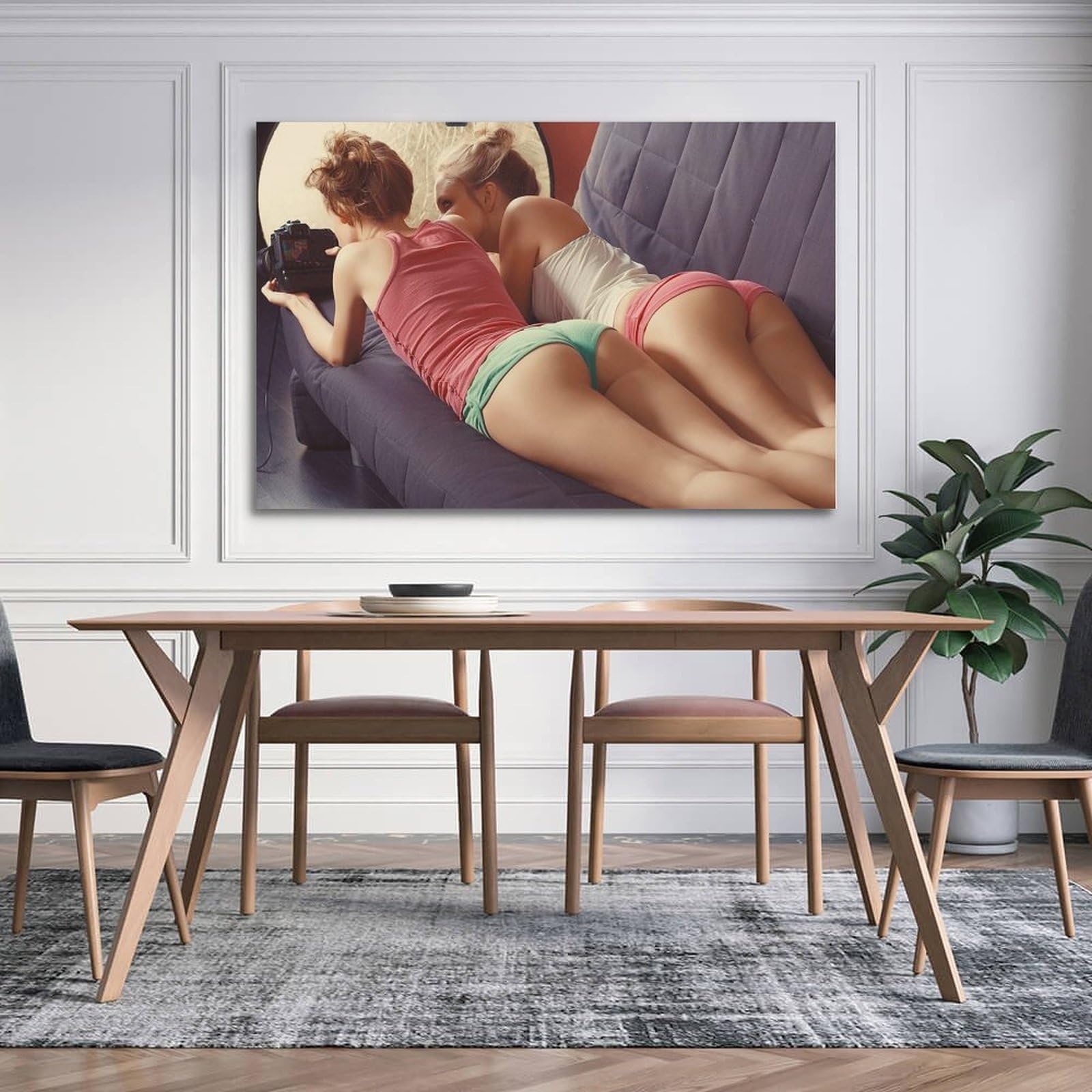 Stampa Su Tela Donna Sul Divano Verde | Quadro 30x45 Cm, Impermeabile E Anti-Sbiadimento, Con O Senza Cornice – Regalo E Decorazione Per Casa