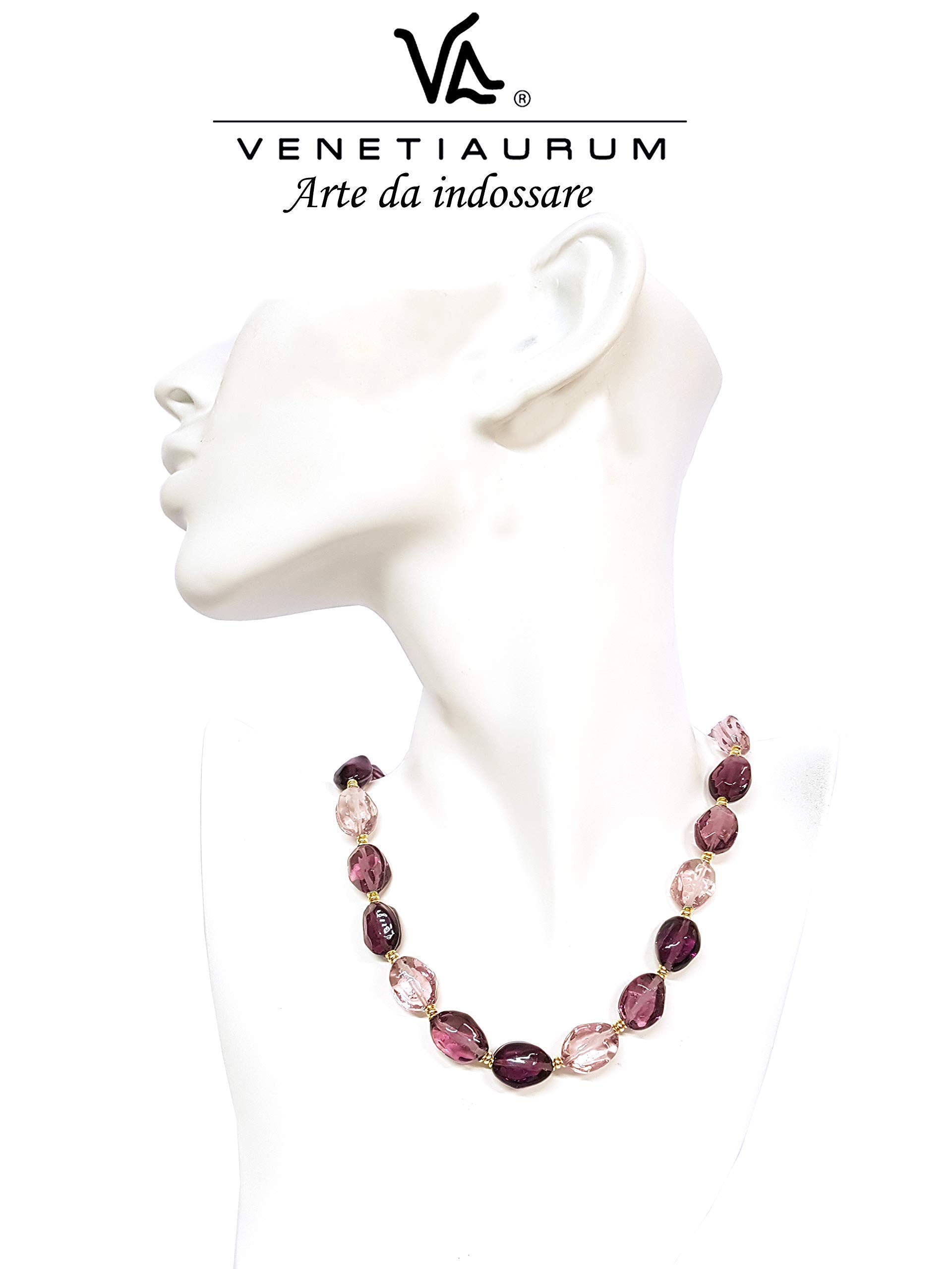 Venetiaurum - Collana Girocollo Per Donna Con Perle a Forma di Pepita In Vetro Originale Di Murano E Argento 925 - Gioiello Made In Italy Certificato