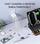 USB C Wall Charger,50W 5-Port PD Fast USB C Charging Block,2USB C+3USB A Multiport Plug,Type C Power Adapter Brick Cube for iPhone 17/16/15/14/13/12/Pro Max/XS,iPad,for Switch,Samsung,Ultra 2