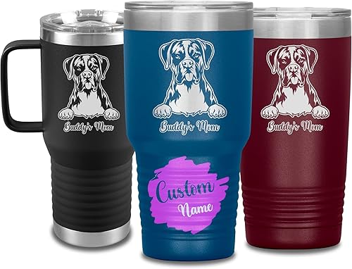 Vista 66 de Vaso de viaje de Navidad personalizado, perro pastor alemán, mamá y papá, dueño de perro pastor alemán personalizado, recuerdo grabado