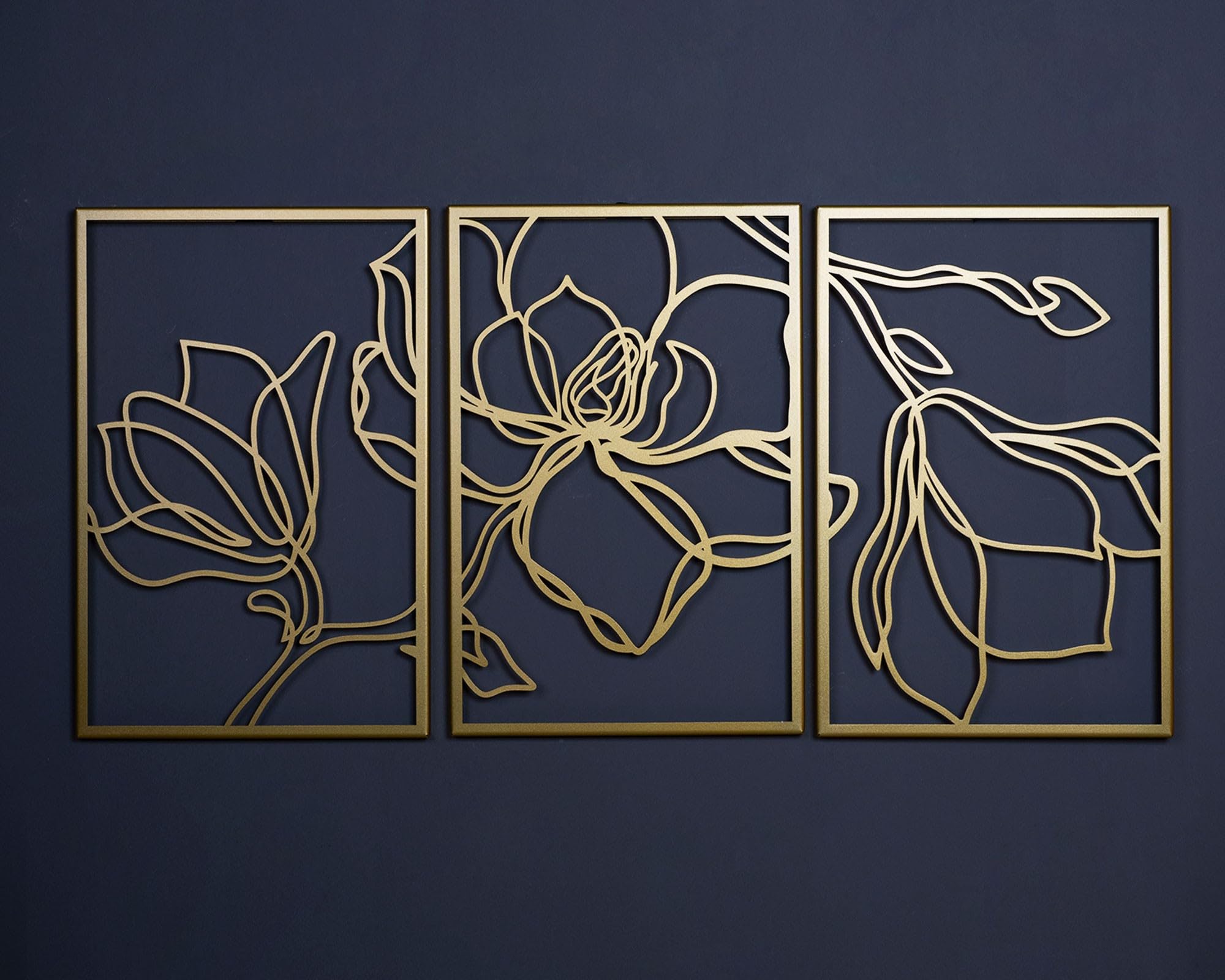Wallity Elegant Gold Decorative Metal Accessory Set (3 Pieces), 46 x 69 cm, 100% Steel, 1.2 mm Thickness, Perfect for Home Decor and Stylish Accents