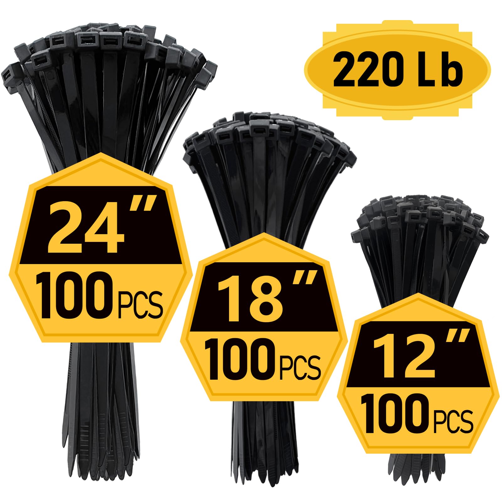 Zip Ties Assorted Sizes (12