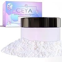 Vista 9 de Ceya Polvo de Mica de Interferencia, 50g/1.8oz Polvo de Uñas Cromado Blanco Hielo, Pigmento de Efecto Perlescente de Cambio de Color de Grado