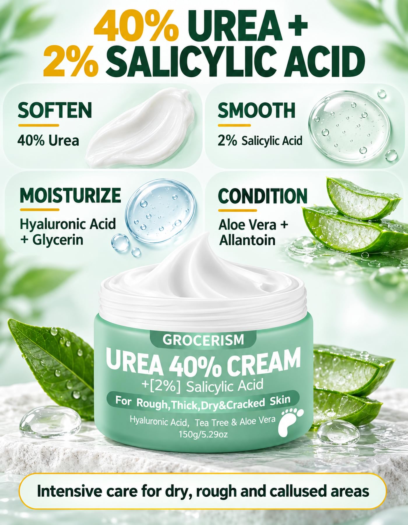 Grocerism Urea Cream - 40% for Soft Feet & Hands -3