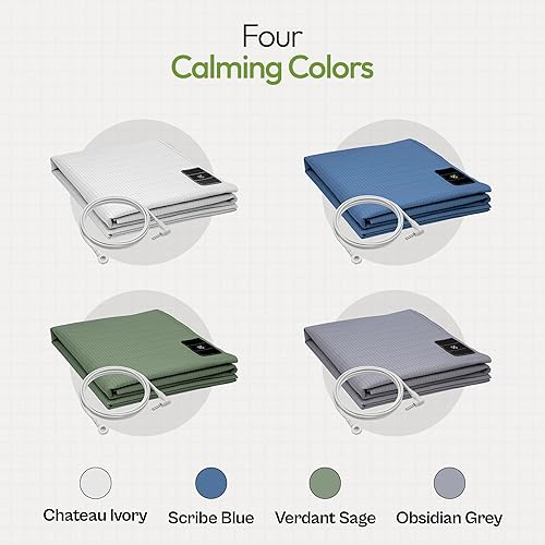 Miniatura 7 de Original BareEarth - Sábana de cama de algodón orgánico con fibra plateada conductora, sábana bajera ajustable para un sueño reparador, incluye