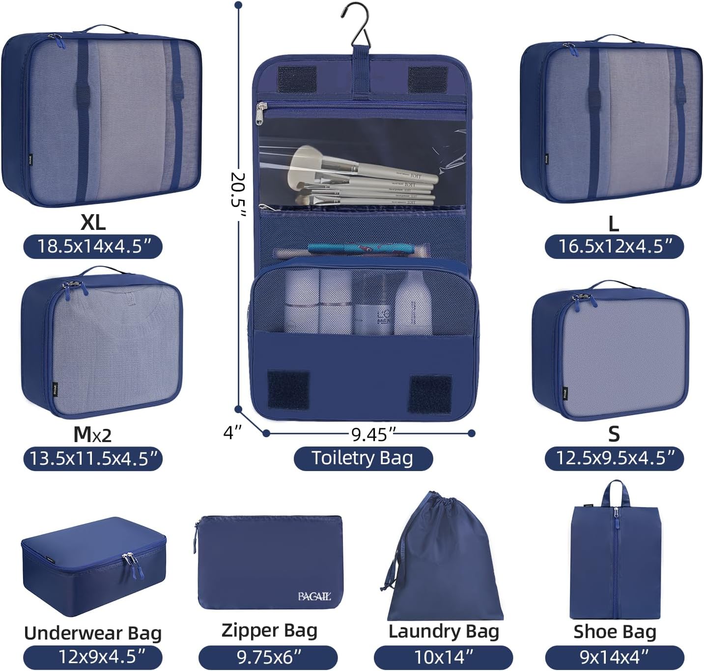 BAGAIL 6 Set/8 Set/10 Set Packing Cubes Various Sizes Packing Organizer for Travel Accessories Luggage Carry On Suitcase - Image 2