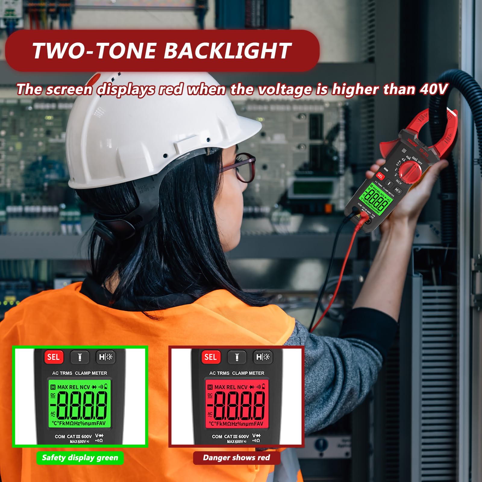 BYZESTY Strommesszange AC DC True-Rms 4000 Zähl, Zangenmultimeter Hintergrundbeleuchtung, Strommessgerät Digitales Für Die Messung AC/DC Spannung Strom Temperatur Widerstand Kontinuität Diode
