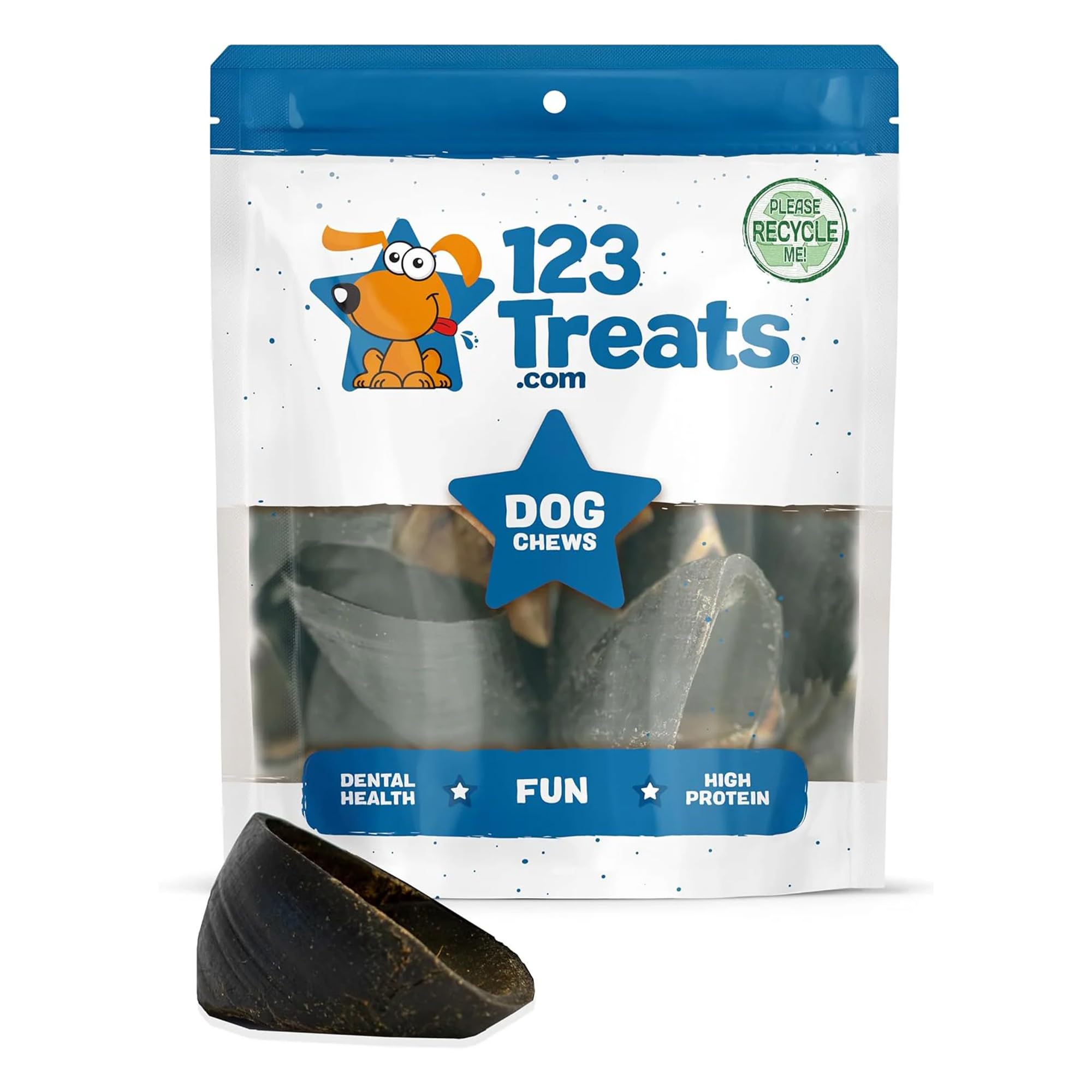 123 Treats | Hooves for Dogs (25 Count) | 100% Natural Long-Lasting Beef Dog Treats Made from Beef Hoof | from Free Range, Grass Fed Cattle with NO