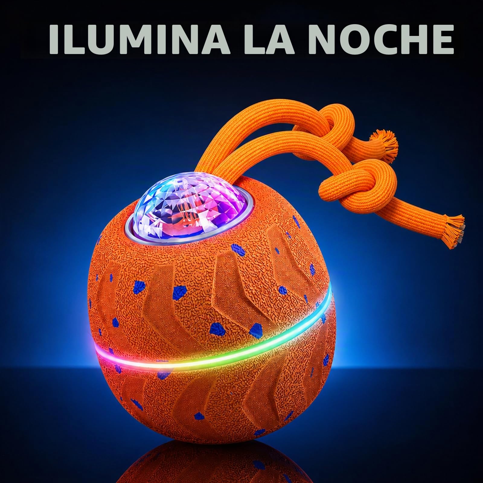 Pelota Interactiva para Perros - Wicked Ball Rolly con Cuerda y Ladridos, Juguete Interactivo Inteligente para Perros con 3 Modos de Juego, E-TPU, USB-C Recargable, Luces RGB, Adecuado para Perros