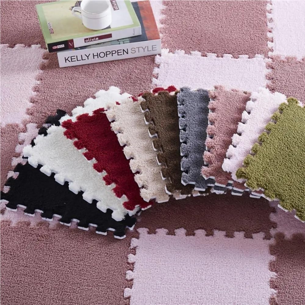 Dywan matowy 30 cm, dywan do pełzania, dywanik podłogowy Puzzle Pad, piankowe płytki dywanowe do salonu w domu sypialni(Red)