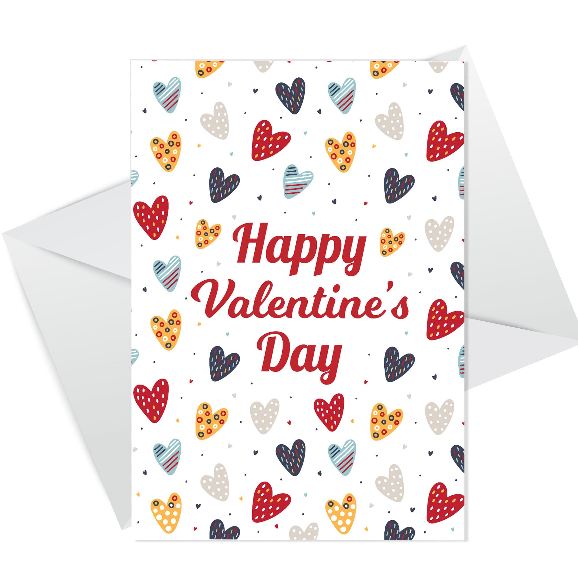 RED OCEAN Happy Valentine's Day Card For Girlfriend Wife Cute Hearts Romantic Valentine Card For Partner Fiancé With White Envelope
