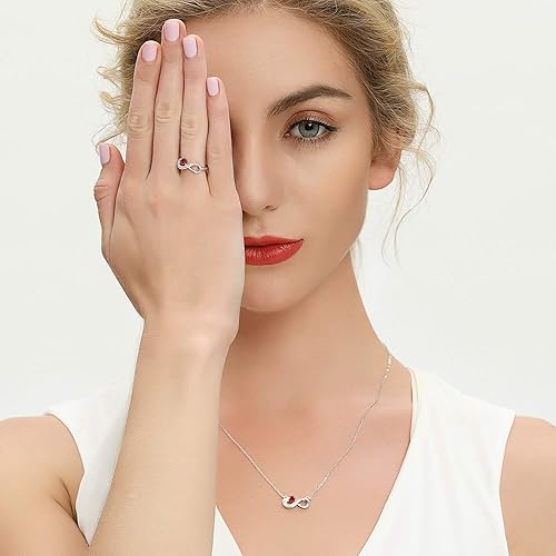 Miniatura 10 de Anillo Jo Wisdomo de compromiso de plata esterlina con corazón e infinito anillo de amistad para ella