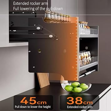 Cabinet Pull Down Shelving System, Upper Kitchen Storage Shelf for Bar Cafe