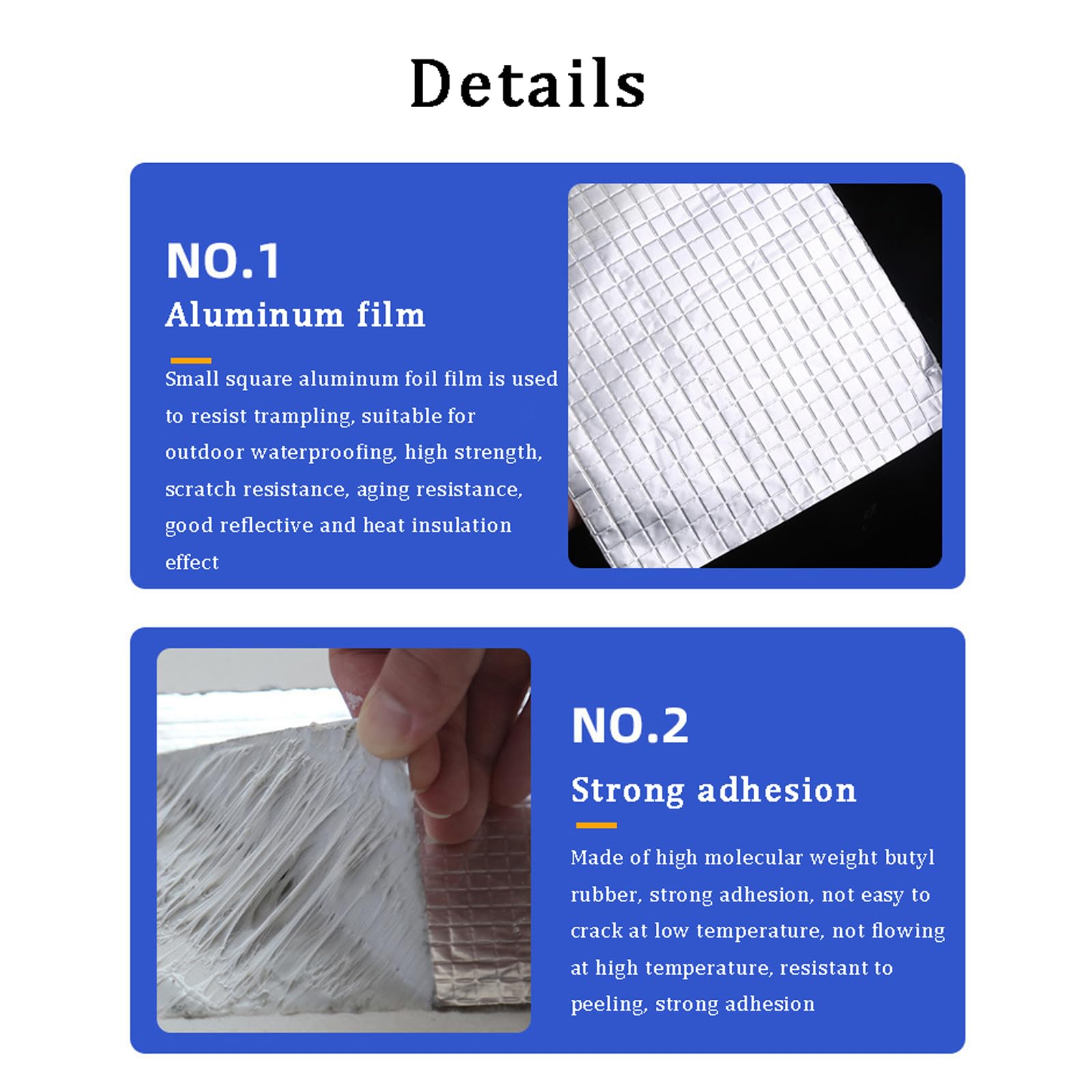 Cinta impermeable- Cinta de Butilo Impermeable Autoadhesiva- Cinta de sellado multiusos- impermeable cinta de aluminio cinta de reparación para Fugas en Techo/Espacio enAlféizar de Ventana/Tubería
