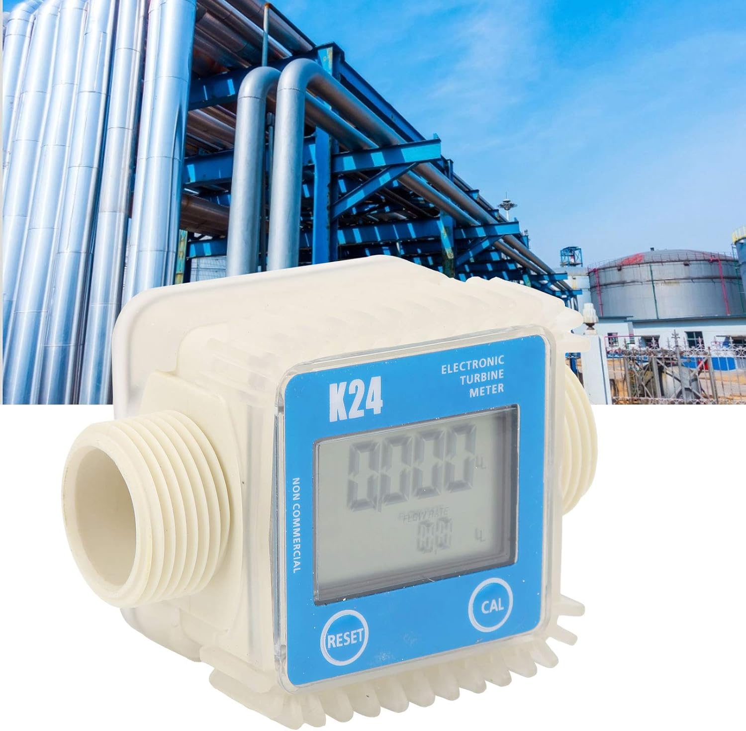 Digital Turbine Flow Meter 1inch Gasoline Fuel Pump Flowmeter for Chemicals LCD Display Fuel Flow Meter for Gas Water Measurement K24