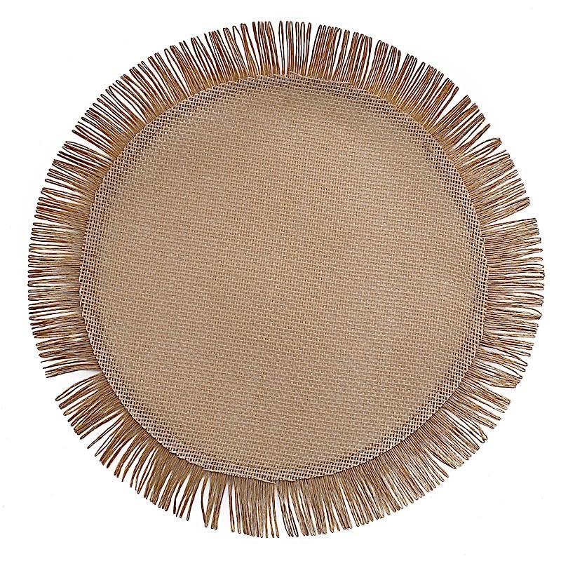 Natural 4 Round 16 in Round Jute Burlap Table Placemats Fringe Edge Wedding Party Events Reception Decorations Supplies